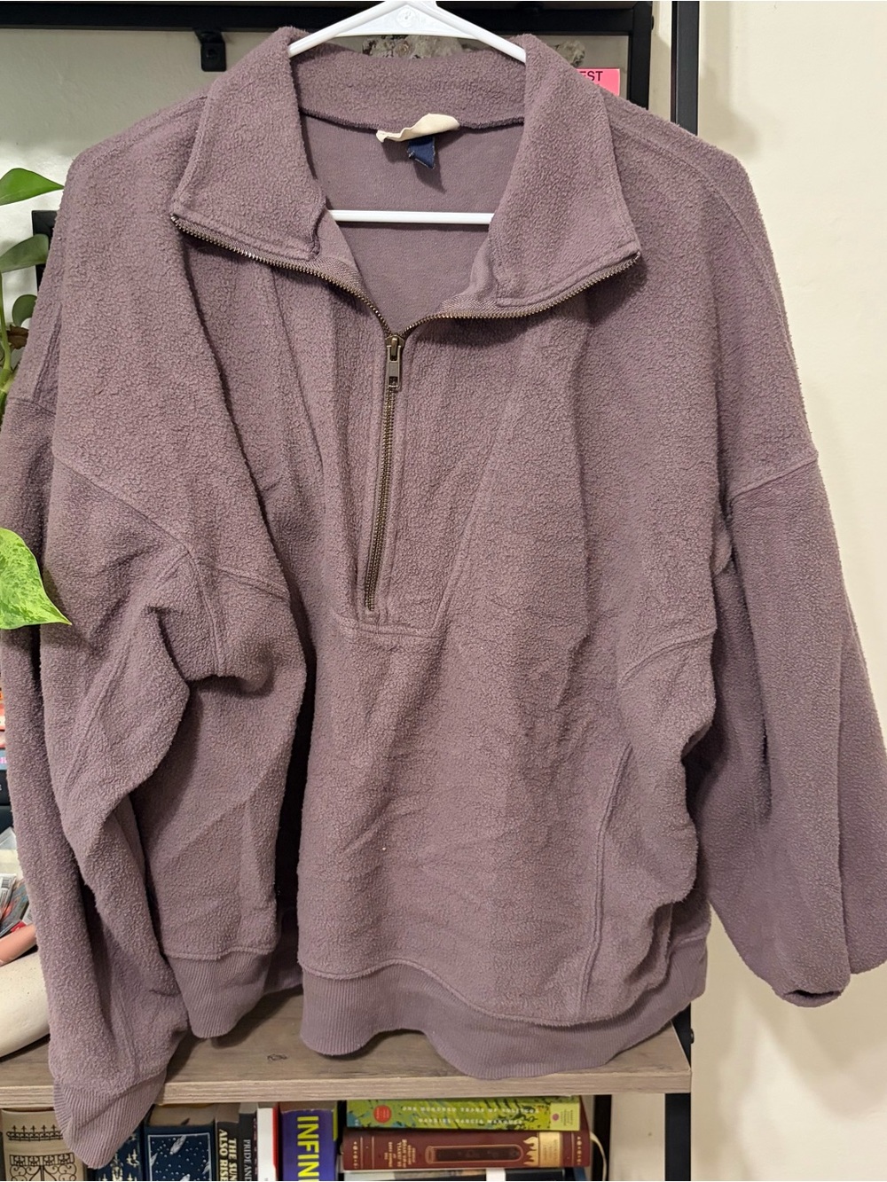 Women’s Half-Zip Fleece Pullover Sweater - Mauve